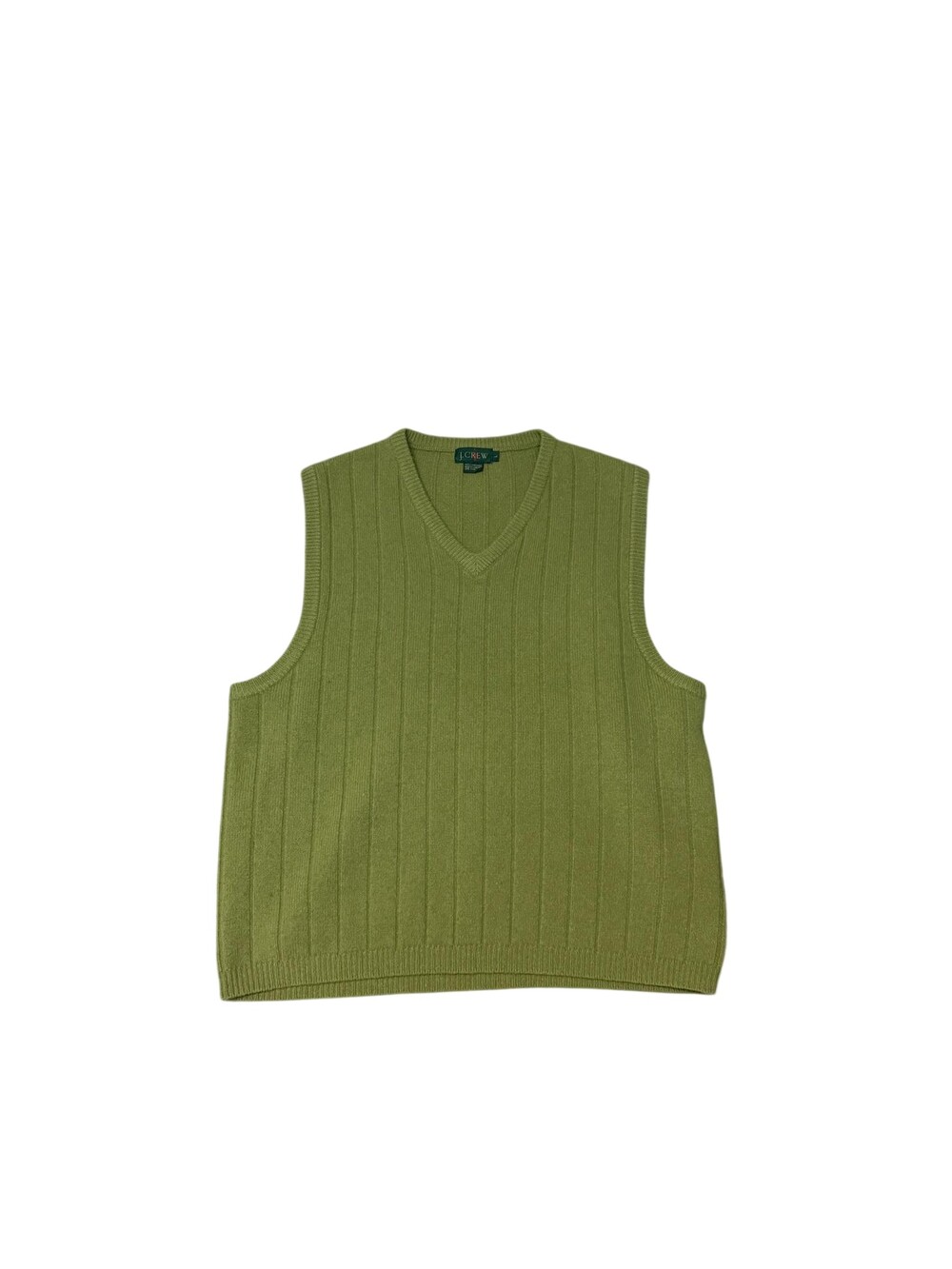 J Crew Sweater Vest Womens Large Green wool V Neck Ribbed Knit oarsman Vintage
